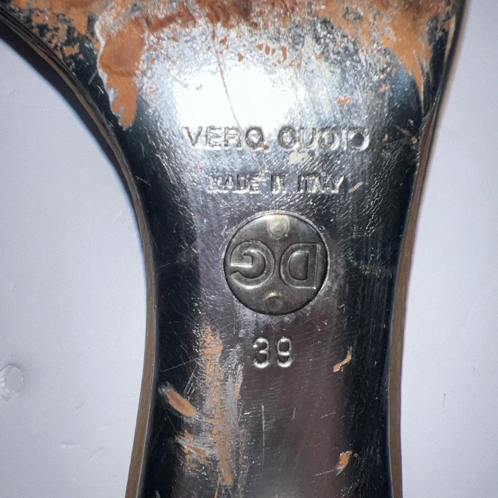 Dolce Gabbana Women Leather Walnut Monk Sandals Mules Size 39 - Picture 9 of 9